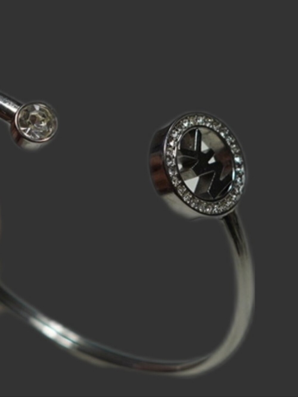 Michael Kors Silver Open Cuff Bracelet with Crystal Medallion